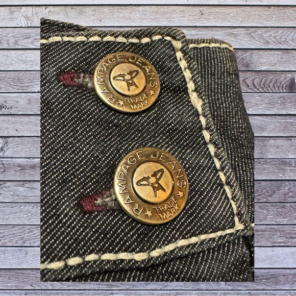 Rampage Denim Jean Dark Navy Mini Skirt Y2K Vibes Hot Girl Goth Stitch - Picture 3 of 5